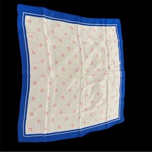 Dior Silk Scarf -Blue, Cream, & Coral - EUC